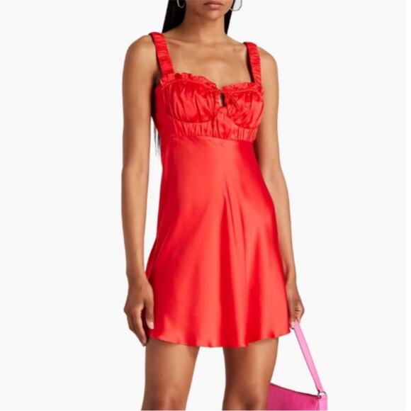 NICHOLAS Simie Gathered Silk-satin Mini Dress  NWT - Picture 1 of 9